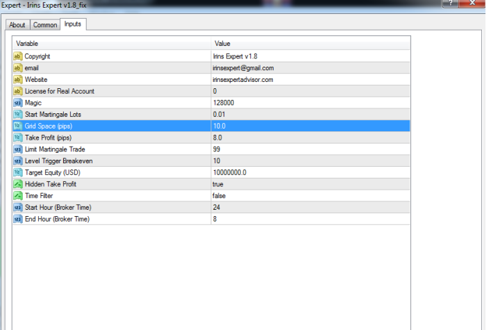IRINS EXPERT ADVISOR V1.8